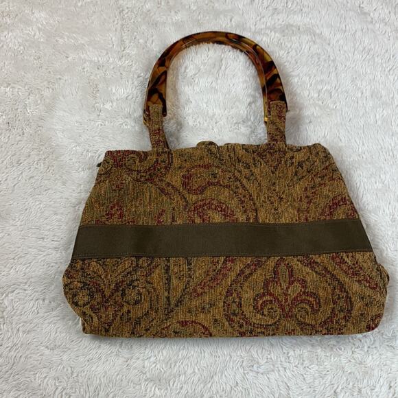 Handmade tan tapestry and plastic handle shoulder or handbag purse - Picture 3 of 9